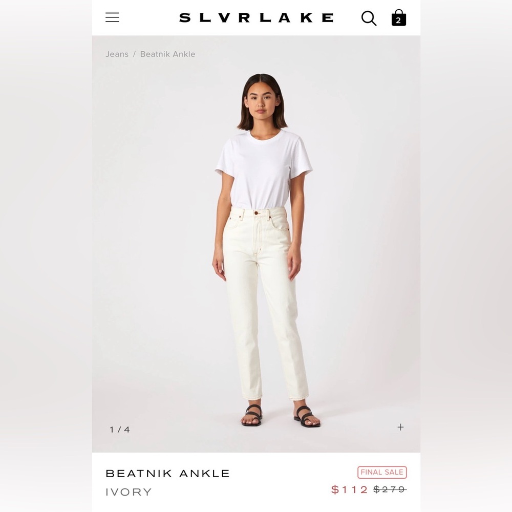 SLVRLAKE Beatnik Ankle Off-White Denim Jeans in size 30